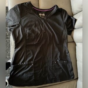 Black Purple Label Yoga scrub Top Large.